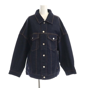  Moussy moussy 23AW DENIM LONG jacket denim jacket G Jean F indigo blue /MI #OS lady's 