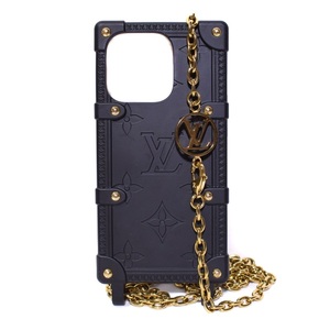 ルイヴィトン LOUIS VUITTON リ・トランク ノワール iPhone14 Pro スマホケース チェーンストラップ付き 黒 ブラック M81997 レディース