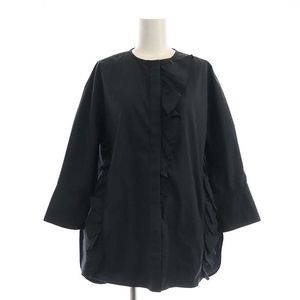  Anayi ANAYI 22SS typewriter frill blouse oversize 9 minute sleeve 38 black black /HS #OS lady's 