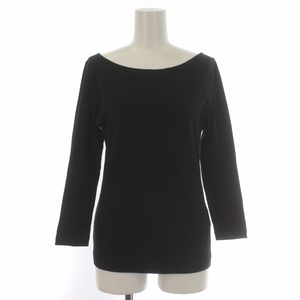 o- Rally AURALEE IENA special order cotton boat neck cut and sewn T-shirt 7 minute sleeve 0 XS black black /BB #JS lady's 
