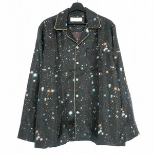 未使用品 ネオンサイン NEON SIGN Cosmo Milky SatinTwill Shirt オープンカラーシャツ 長袖 48 ブラック 黒 1249 メンズ