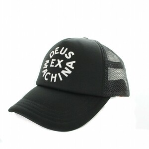 DEUS EX MACHINA CIRCLE LOGO TRUCKER ベースボールキャップ 帽子 野球帽 メッシュ 刺繍 サークルロゴ DMA57994 黒 ブラック