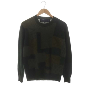  Comme des Garcons Homme COMME des GARCONS HOMME AD2017 crew neck knitted sweater long sleeve wool S green khaki green /MI #OS men's 