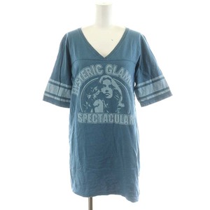 ヒステリックグラマー HYSTERIC GLAMOUR Tシャツ カットソー 半袖 ロゴ F 青 ブルー /AN23 レディース