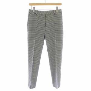 ジョセフ 19SS ZOOM STITCH GINGHAM DOUBLE FACE テーパードパンツ ギンガムチェック センタープレス 34 XXS 黒 ブラック 白 ホワイト