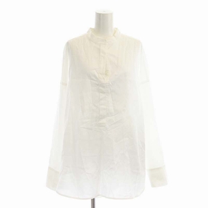 セオリー theory 21SS COTTON OX MODERN BIB TUNIC ブラウス 長袖 チュニック丈 S 白 ホワイト /MI ■OS レディース