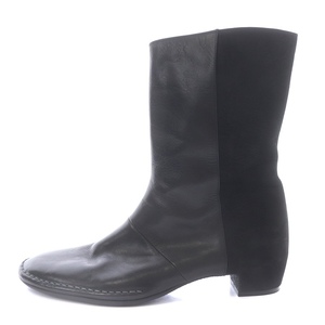  Jurgen Lehl JURGEN LEHL short boots plain Turow heel leather suede switch 25cm black black *D /SI32 lady's 