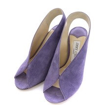 ジミーチュウ Shar Suede Slingback Sandals パンプス オープントゥ スエード ピンヒール 35.5 22.5cm 紫 ラベンダー レディース_画像1