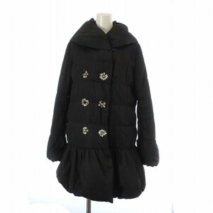  Chesty Chesty down coat outer biju- rhinestone Zip up 1 S black black /XZ #GY19 lady's 