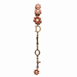 ディオール Dior イヤリング アクセサリー 花 フラワー ロゴ 片耳 ゴールド色 ピンク /XZ ■GY18 レディース