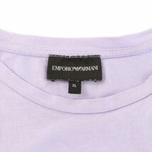 EMPORIO ARMANI White Logo Print Cotton T-shirt カットソー クルーネック 半袖 ロゴ刺繍 XL 紫 パープル 白 ホワイト メンズ_画像4