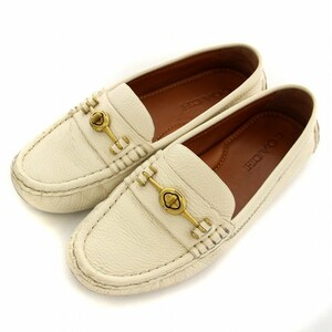 Тренер -тренер Roafer Ryving Shoes Flat Shoes Gold Cracket Turn Lock Leather 6.5 23,5 см белый G1204