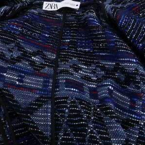 ザラ ZARA OVERSIZED JACQUARD COAT ネイティブ柄 ジャガード コート ロング ウール混 S 青 ブルー マルチカラー /HS ■OS レディースの画像4