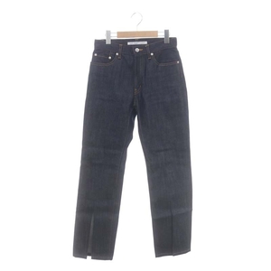 ジョンローレンスサリバン RIGID DENIM SLITED PANTS デニムパンツ ジーンズ ストレート スリット M 濃紺 ネイビー JLSW-40 レディース