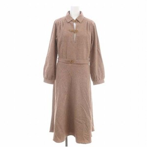  Agnes B agnes b. wool belt attaching long sleeve One-piece long thousand bird ..36 light beige red tea /DF #OS lady's 