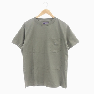 ノースフェイス パープルレーベル THE NORTH FACE PURPLE LABEL 7OZ H/S PO Tシャツ カットソー 半袖 ロゴ刺繍 L カーキ NT3962N メンズ