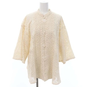 クラネ CLANE 22SS CHEMICAL LACE OVER CHINA SHIRT シャツ 総レース 八分袖 F アイボリー /DO ■OS レディース