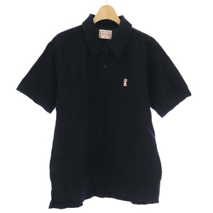 ボンクラ BONCOURA Heavyweight polo ポロシャツ 半袖 ワッペン 36 S 黒 ブラック /TK メンズ