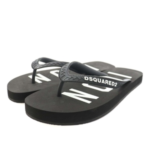 未使用品 DSQUARED2 BE ICON FLIP FLOPS ビーチサンダル トングサンダル ロゴプリント ラバー 38 24.5cm 黒 ■GY29 レディース