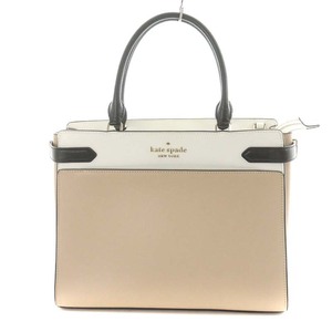 ケイトスペード KATE SPADE ステイシーカラー ブロック ラージ サッチェル ハンドバッグ トートバッグ レザー ピンクベージュ 白