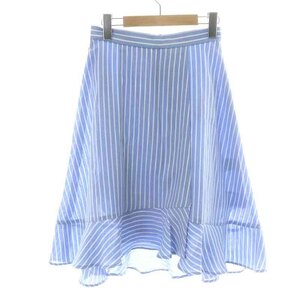  unused goods Proportion Body Dressing asimeto Lee Hem flared skirt LAP skirt knee height stripe 2 S blue white 