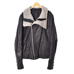 リックオウエンス Rick Owens Bauhaus Jacket バウハウス ラムファー レザー セミダブル ライダースジャケット 50 黒 RU02B2768-LGWLZE