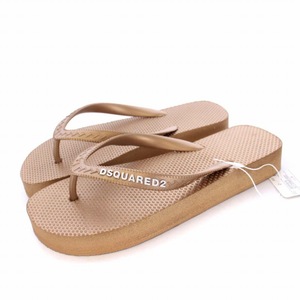 未使用品 ディースクエアード DSQUARED2 LOGO FLIP FLOPS ビーチサンダル フラット 36 23cm メタリックブラウン /KH ■GY29 レディース