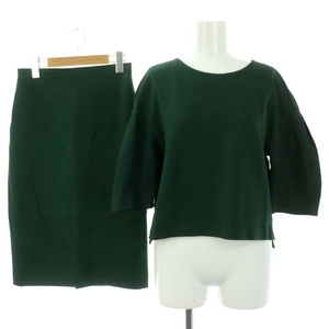  Anayi ANAYI setup top and bottom rib pull over cut and sewn 7 minute sleeve skirt mi leak long tight cotton .38 green green 