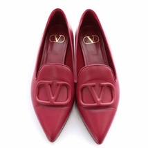 ヴァレンティノ ヴァレンチノ パンプス フラットシューズ ポインテッドトゥ Vロゴ レザー 6395 靴 シューズ 37.5 24cm 赤紫 レディース_画像2