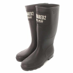 未使用品 ディースクエアード DSQUARED2 Rain Boots レインブーツ 長靴 ラバー ロゴ 43 28.7cm 黒 ブラック RBM0002 ■GY29 メンズ