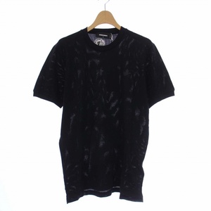 未使用品 ディースクエアード DSQUARED2 Tennis Fit メッシュTシャツ カットソー 半袖 プリント S 黒 ブラック S74GD0971 /KH ■GY29 メン