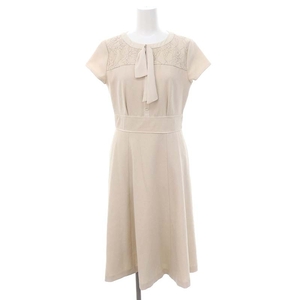  Jill bai Jill Stuart JILL by JILLSTUART 20SS Ray si- yoke bow Thai One-piece long mi leak height short sleeves M beige /MI #OSreti