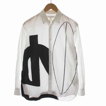 コムデギャルソンシャツ COMME des GARCONS SHIRT シャツ プリント コットン 長袖 S 白 ホワイト 黒 ブラック W21044 /YM メンズ_画像1