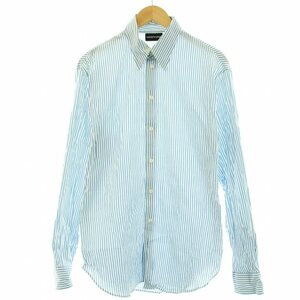 エンポリオアルマーニ EMPORIO ARMANI シャツ カジュアルシャツ ストライプ柄 白 ホワイト 青 ブルー /KQ メンズ