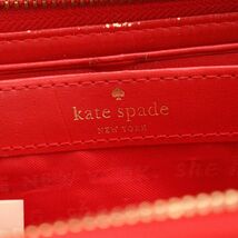 ケイトスペード KATE SPADE 長財布 ラウンドファスナー ハート柄 総柄 エナメル 赤 レッド ピンク /AQ ■GY30 レディース_画像4