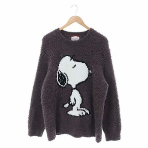 ジェラートピケオム MEETS PEANUTS 21AW ジェラートジャガードプルオーバー ルームウェア ニット 長袖 M ココアブラウン 白 黒 メンズ