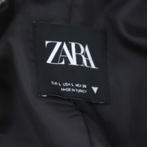 ザラ ZARA ジャケット チェック ブレザー ショート丈 L 白 ホワイト 黒 ブラック /YQ ■OS レディース_画像3