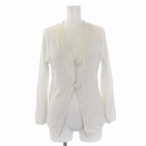  Armani koretsio-niARMANI COLLEZIONI knitted cardigan long sleeve V neck Italy made 38 S white white /BM lady's 