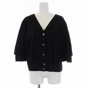  Dress Terior DRESSTERIOR 18AW puff sleeve Boyle blouse shirt 7 minute sleeve V neck 38 M black black 085-84130 /BM lady's 