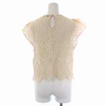 ザラ ZARA RUFFLED LACE TOP ブラウス シャツ フレンチスリーブ クルーネック 総レース フリル M ベージュ 8741/034/942 レディース_画像3