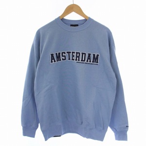 未使用品 バックチャンネル BACK CHANNEL AMSTERDAM CREW SWEAT スウェット トレーナー プルオーバー 長袖 クルーネック M 水色 メンズ