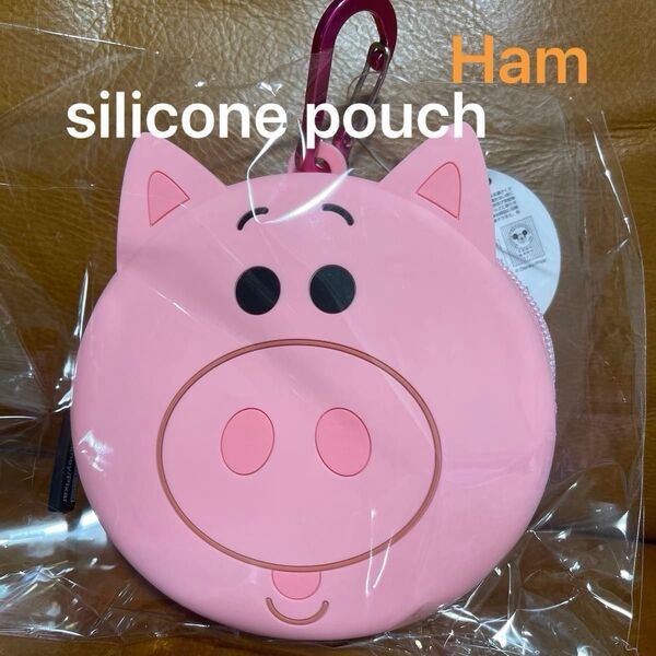 カラビナ付き シリコンポーチ トイストーリー ハム ディズニー ピクサー 新品 小物入れ ブタ ピンク