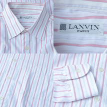 AS6189 ランバン LANVIN 長袖シャツ L 肩48 ボタンダウン ストライプ メ－ル便可 xq_画像4