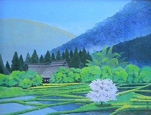 [عطر ثقافي] Seiji Inoue Spring in the Village F10 إطار عالي الجودة مضمون أنه عمل أصيل نادر وغير مستخدم, تلوين, اللوحة اليابانية, منظر جمالي, الرياح والقمر