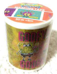 送料200円 新品&即決 スポンジボブ マスキングテープ 50mm x 5m/SpongeBob SquarePants Masking Tape/バーガーバッジ/S&C コーポレーション