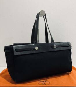 HERMES 極上美品 エール バッグ カバス MM ブラック エルメス トート バック ボックスカーフ □F 黒