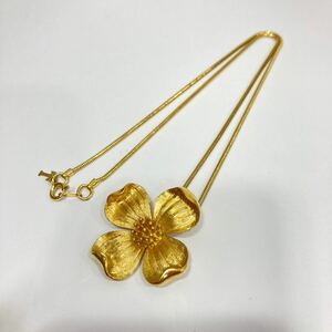 1円〜 TRIFARI トリファリ 金 ゴールドカラー フラワー 花 ネックレス ヴィンテージ アクセサリー 長さ約45cm