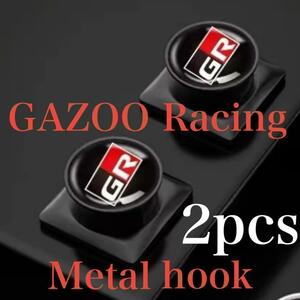 2個セット 送料無料 GAZOO Racing メタル製 カーフック スマホケーブル掛け USBケーブル掛け ガズーレーシング GR アクセサリー 内装品 