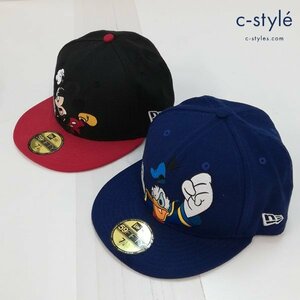 A597a [セット] NEW ERA ニューエラ ディズニー キャップ ミッキー ブラック×レッド ドナルド ブルー 7・1/4 57.7cm | ファッション小物 G