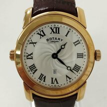A972a [人気] ROTARY ロータリー ジェンツ・ツイン・ラウンド 腕時計 ゴールド×ブラウン 革ベルト 白文字盤 | ファッション小物 G_画像2